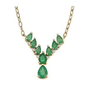 AAA Zambian Emerald Y Necklace w/ Moissanite 2.10 ctw 18” 18k Vermeil